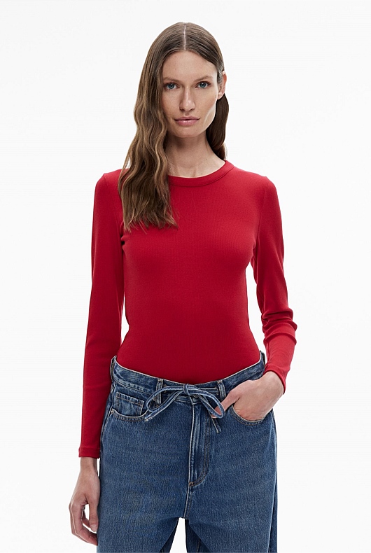 Crew Rib Long Sleeve Top