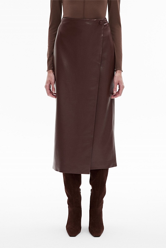 Button Wrap Midi Skirt