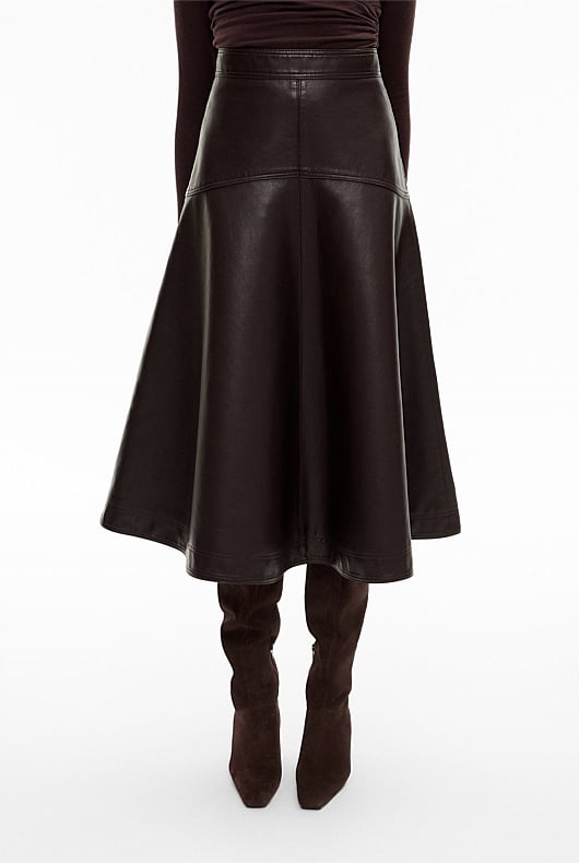 Spliced Faux Leather Skirt