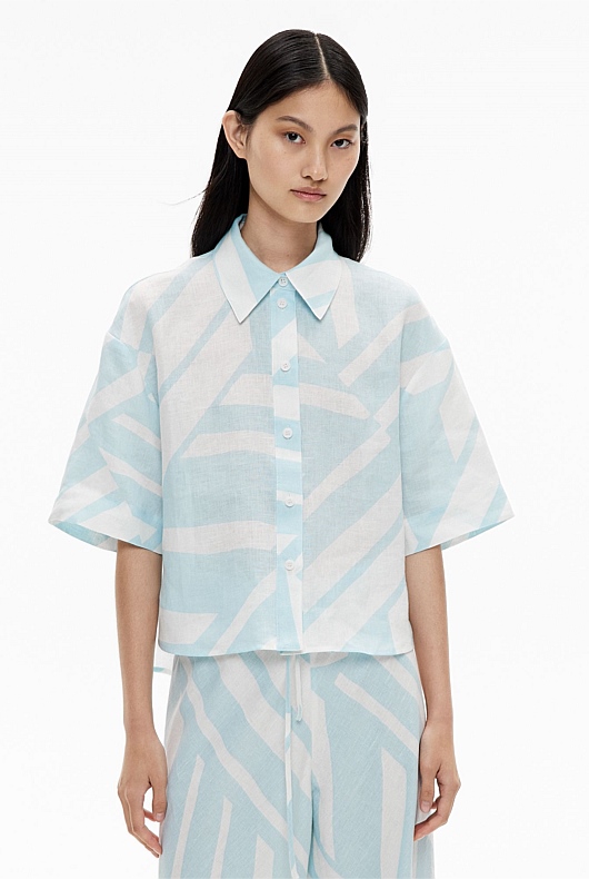 Short Sleeve Printed Linen Shirt