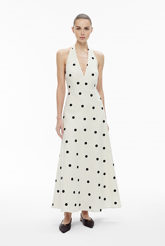 Chalk Spot Spot Halter Maxi Dress - Women's A Line Dresses | Witchery