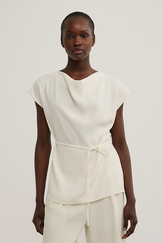 Cowl Tie Belt Top