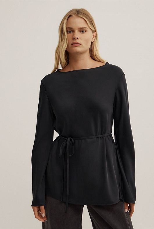 Satin Boat Neck Top