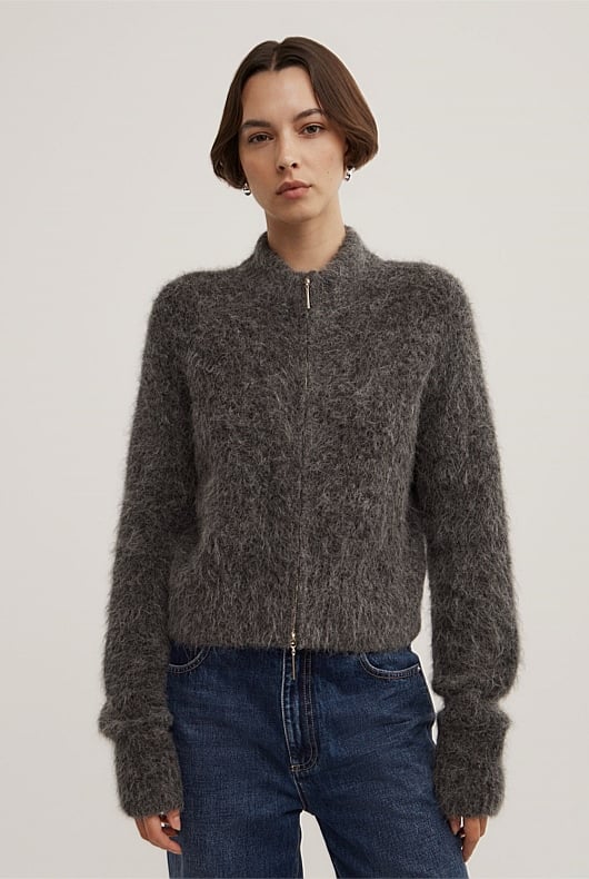 Fluffy Funnel Bomber Jacket