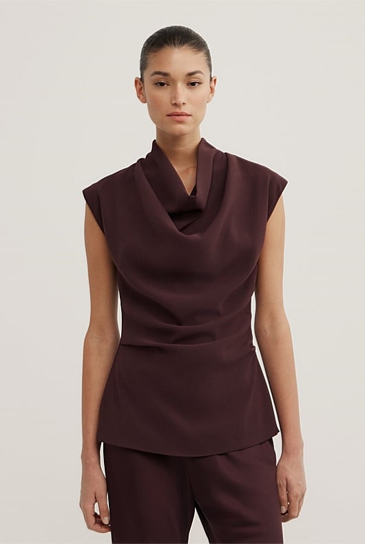 Crepe Cowl Tank Top