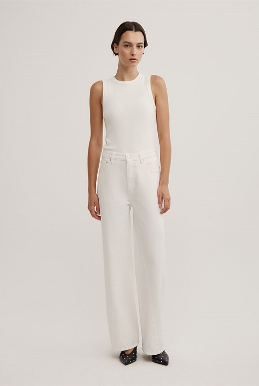 Angled Seam Denim Jeans