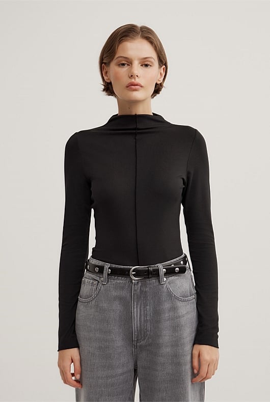 Mock Neck Jersey Top