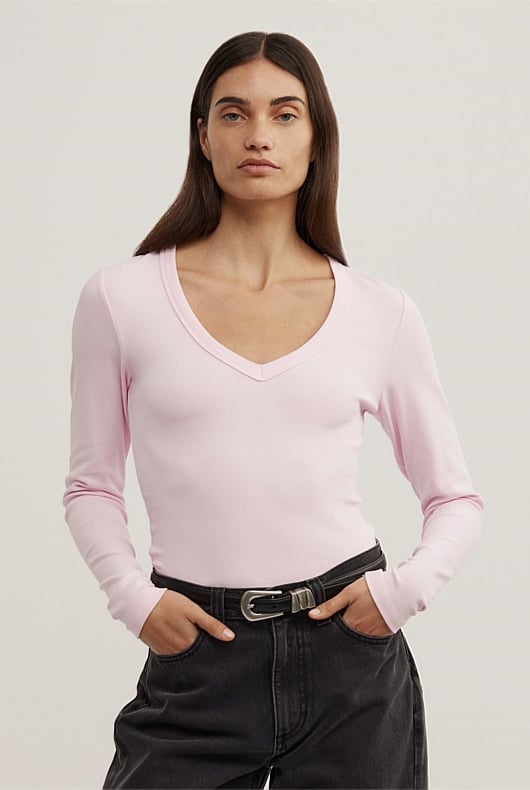 V-Neck Long Sleeve Top