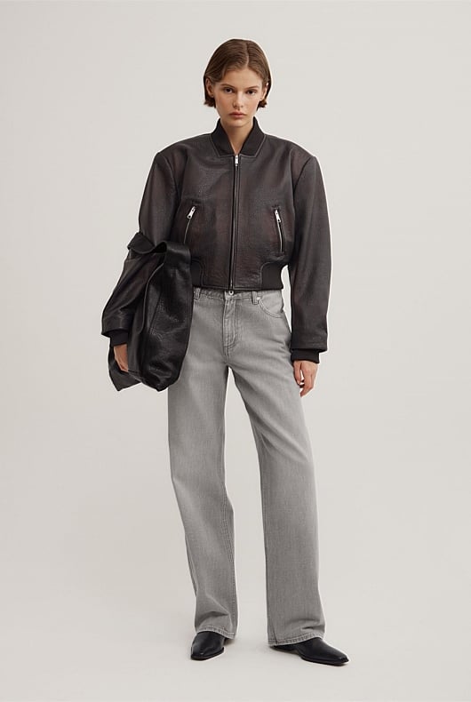 Mid Rise Straight Jeans