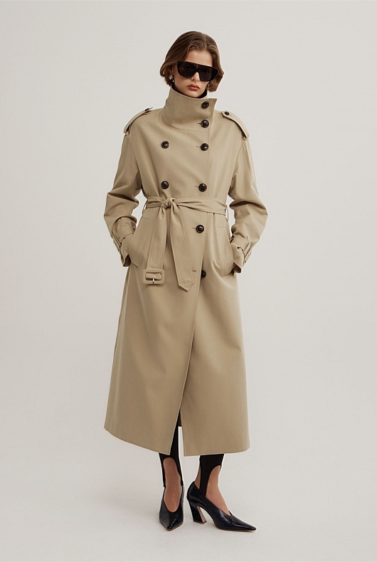 Funnel Collar Trench Coat Funnel Collar Trench Coat