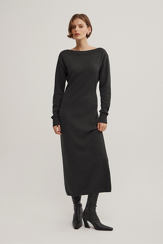 Boat Neck Knit Dress Boat Neck Knit Dress