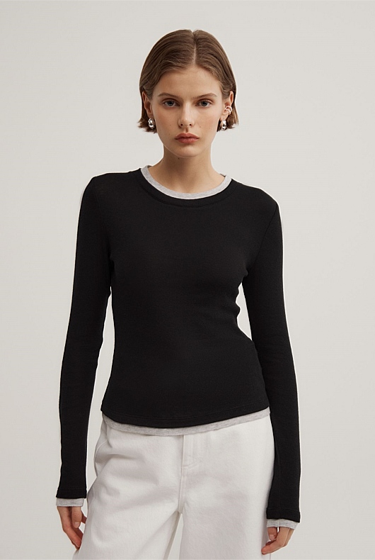 Contrast Trim Long Sleeve Top Contrast Trim Long Sleeve Top