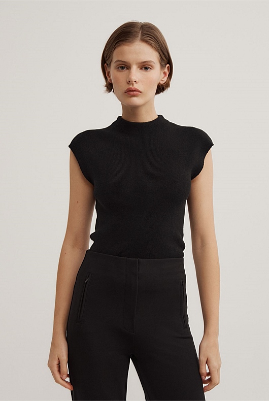 High Neck Knit T-Shirt High Neck Knit T-Shirt