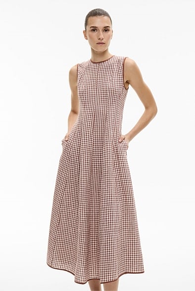 Maple Gingham Linen Seam Dress - Women's Casual Dresses | Witchery Maple Gingham Linen Seam Dress - Women's Casual Dresses | Witchery