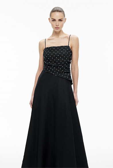 Black Spot Spot Bodice Maxi Dress - Women's A Line Dresses | Witchery Black Spot Spot Bodice Maxi Dress - Women's A Line Dresses | Witchery