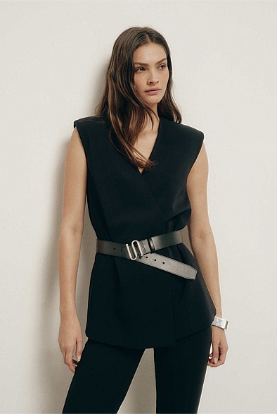 Black Tailored Vest - Women's Sleeveless Tops | Witchery