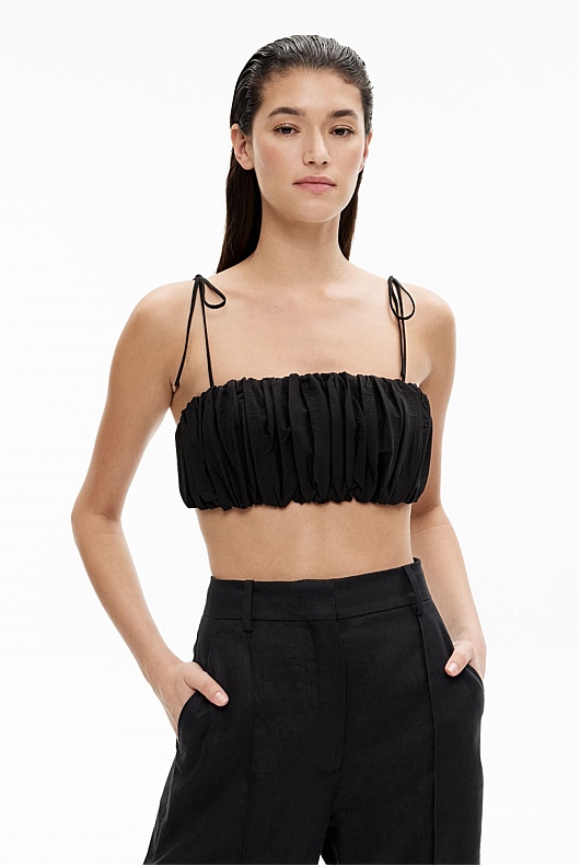 Black evening crop top deals