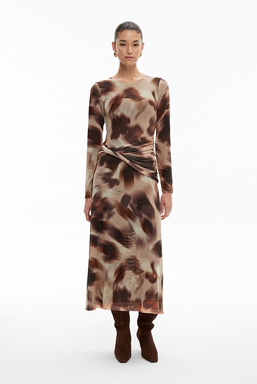 dark brown color dress Clara Chocolate Brown Keyhole Twist Front Maxi Dress main image 0