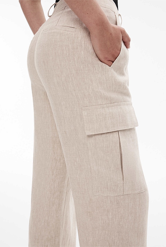 Flax Linen Cargo Pocket Trouser - Women's High Waisted Pants