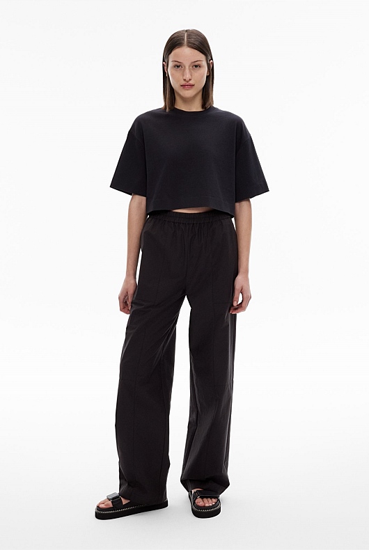 Black Cotton Crop T-Shirt - Women's Short Sleeve Tops | Witchery