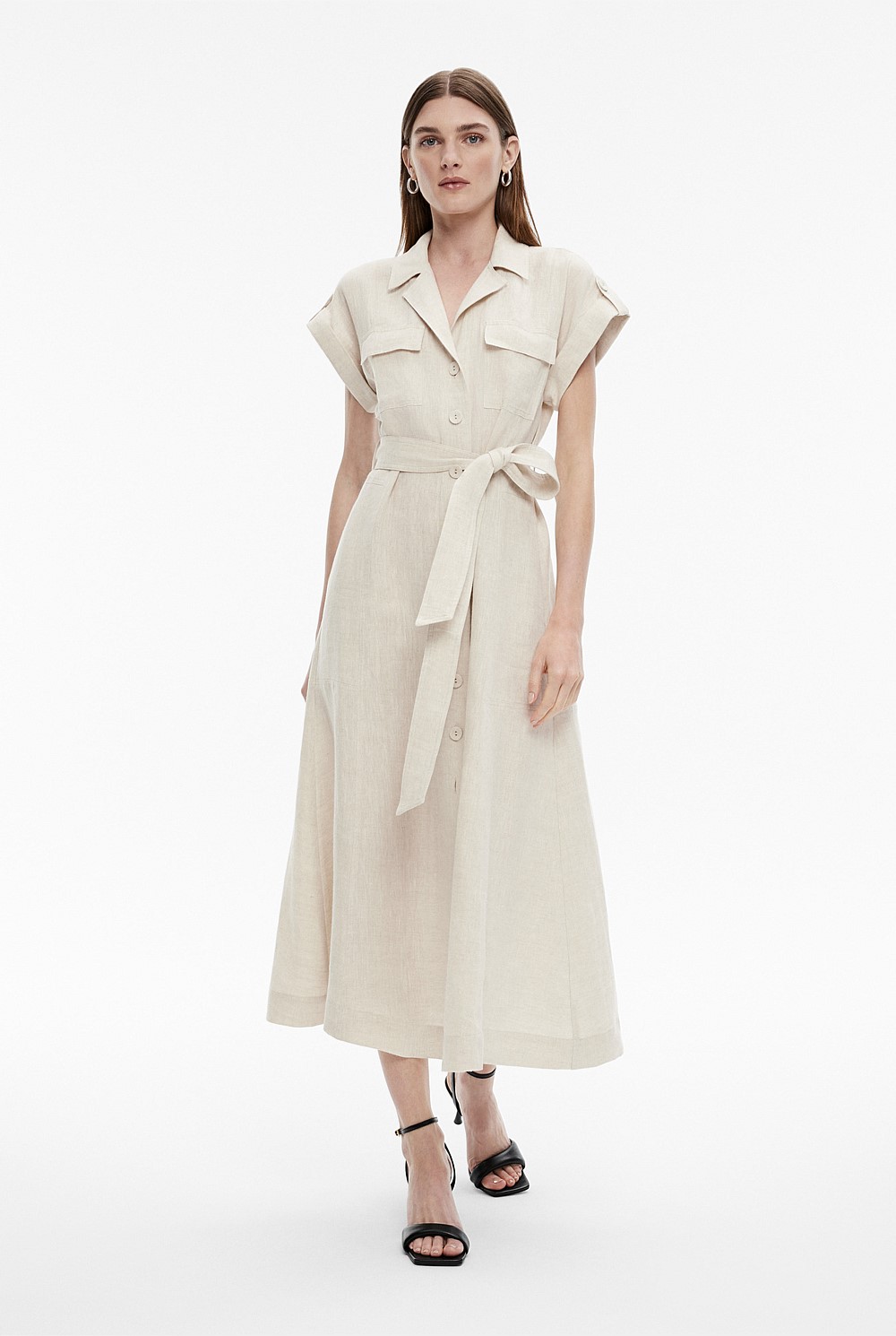 Silk Linen Split Sleeve Dress