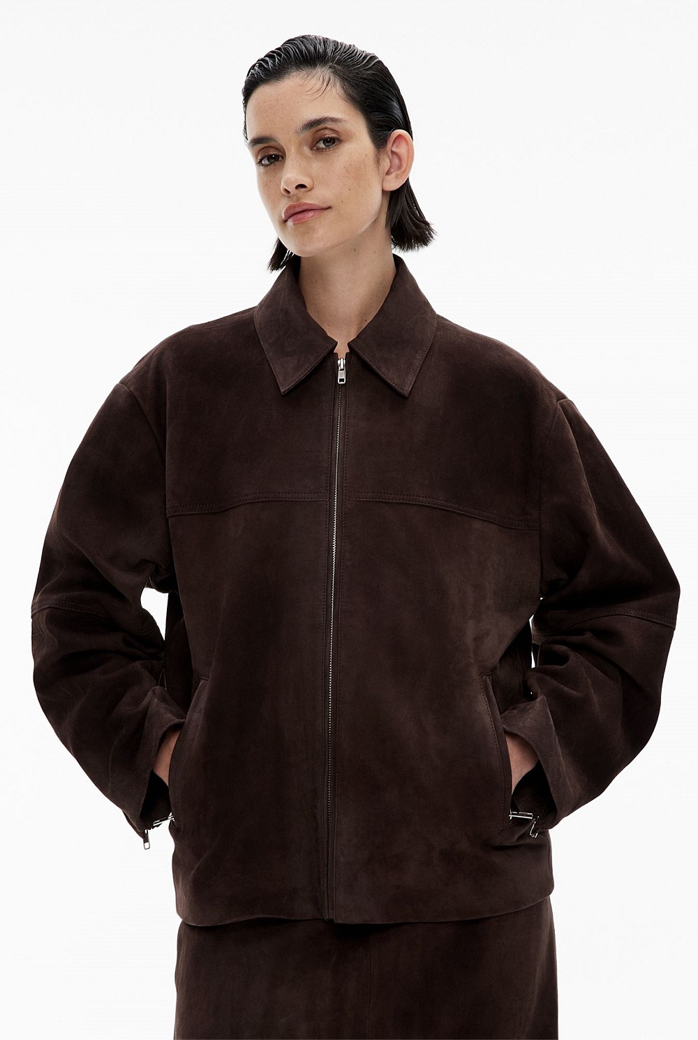 eurokenvy Premium waffle suède jacket Chocolate Suede Jacket - Women's Jackets | Witchery