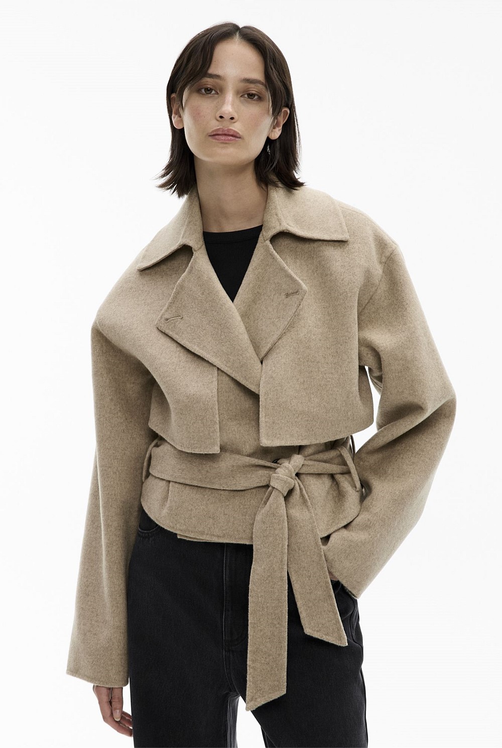 Oat Marle Wool Blend Trench Coat - Women's Jackets | Witchery