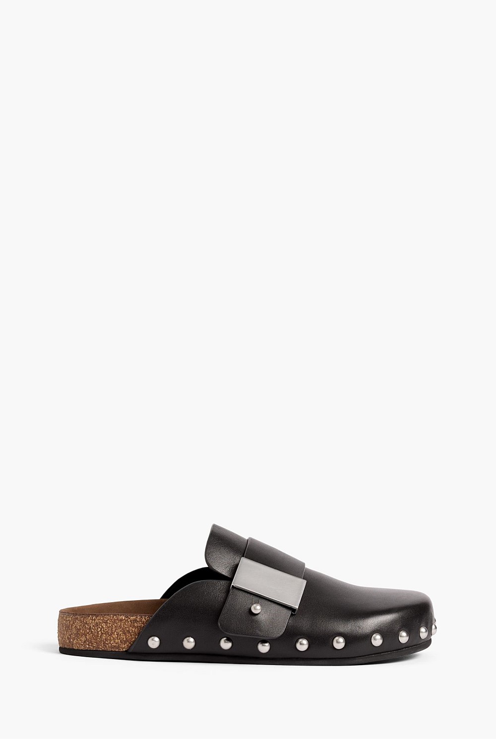 ARGUE × U-DOT　ASYMMETRICAL MULE 21cm Black Zoey Stud Mules - Women's Flats | Witchery