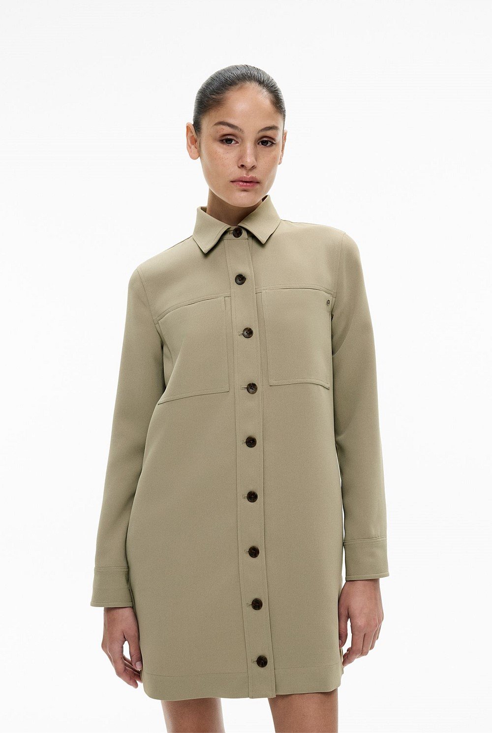 ワンピース [OPEN YY] FIELD POCKET ZIP DRESS - KHAKI OPEN YY] FIELD POCKET ZIP DRESS - KHAKI Cloudy Belted Shirt