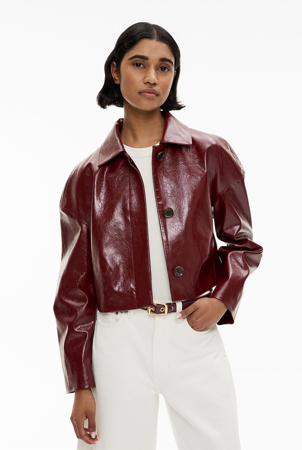 Bordeaux Tailored Crop Jacket - Women's Jackets | Witchery