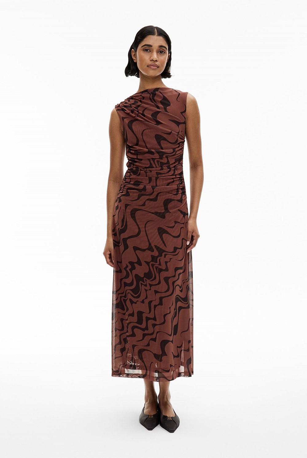 Mesh Drape Tank Dress