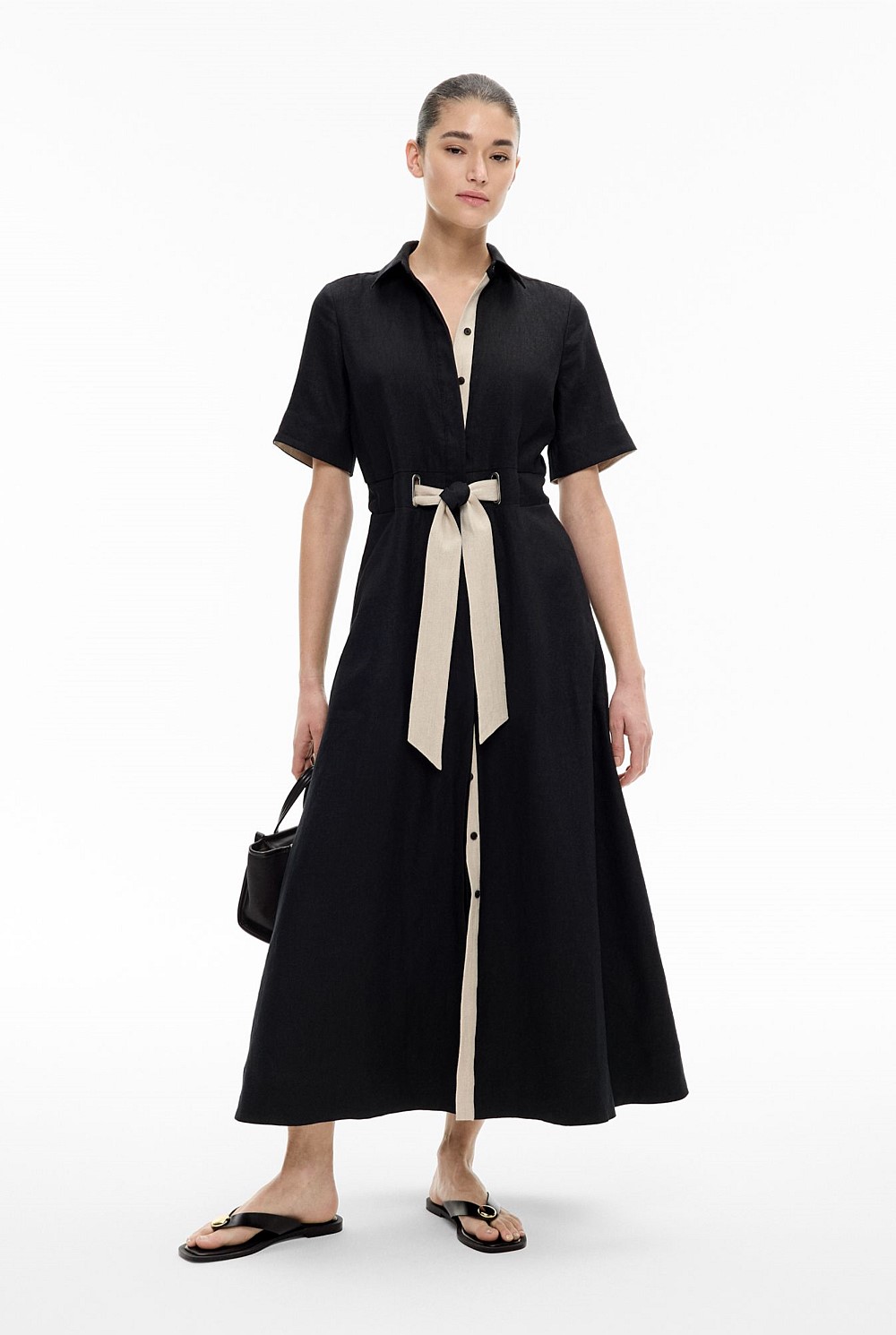 cowl-neck a-line mini dress in black JOAH BROWN Cowl Back Long Sleeve Mini Dress | Black Modal main image 0