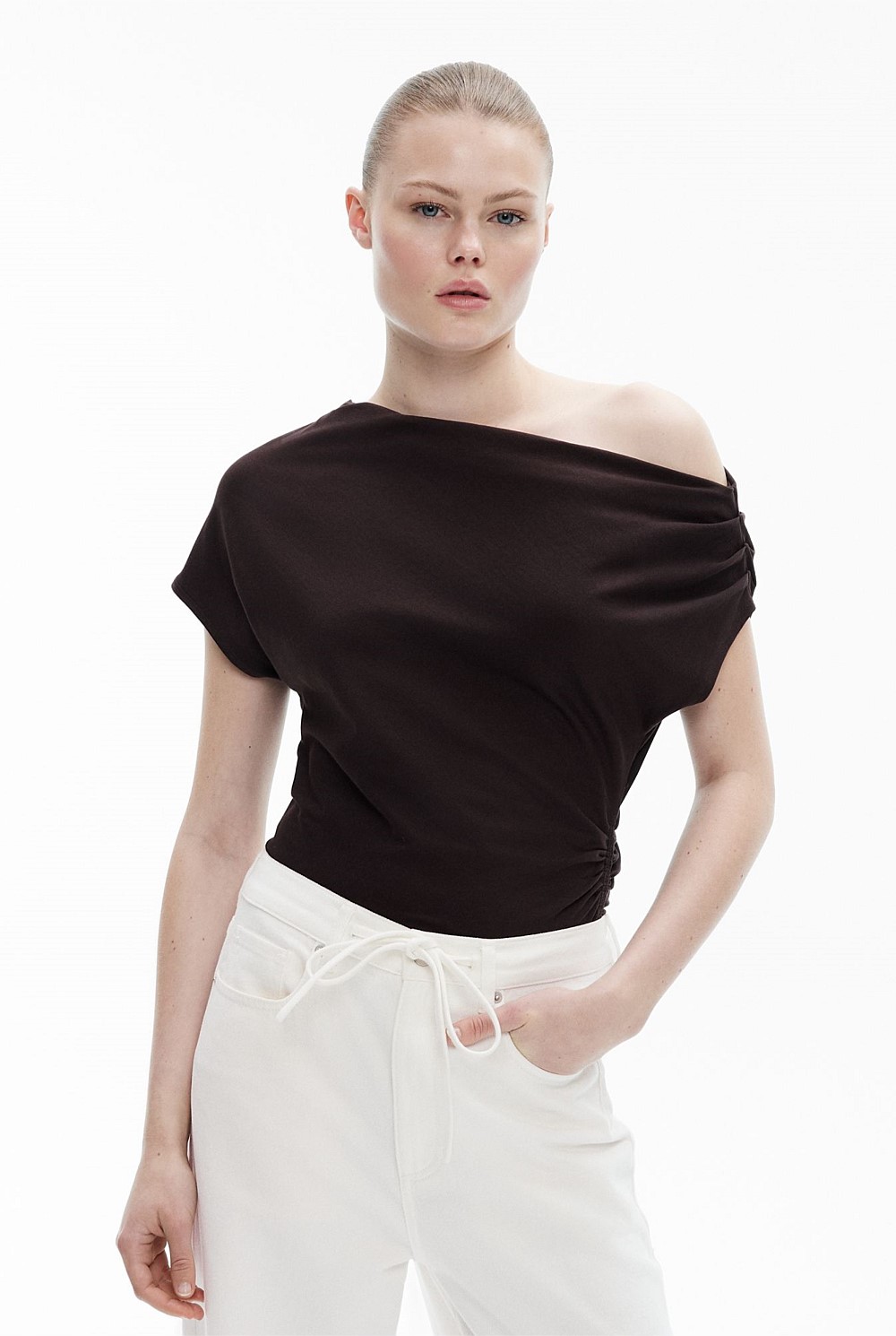 その他 SALSATION TOPS ASYMMETRIC TSHIRT SALSATION TOPS ASYMMETRIC TSHIRT Asymmetric Draped T-Shirt