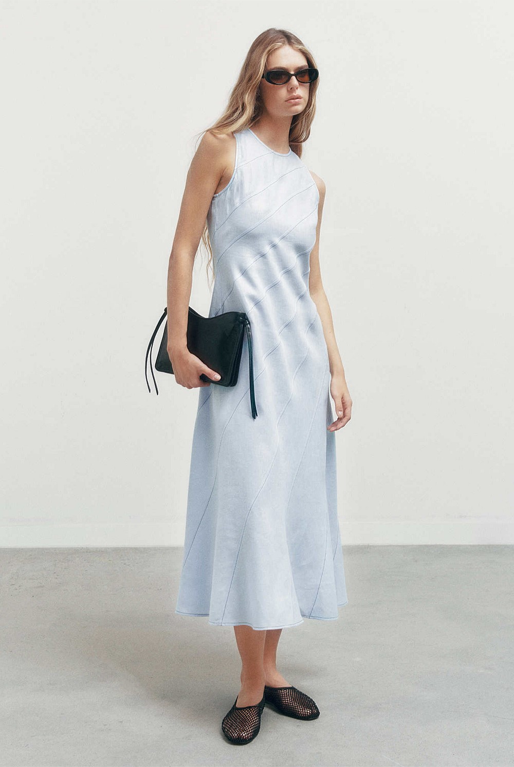light blue tennis dress L'AGENCE Kiersten Dress In Ivory/Blue Watercolor Lace Paisley main image 0