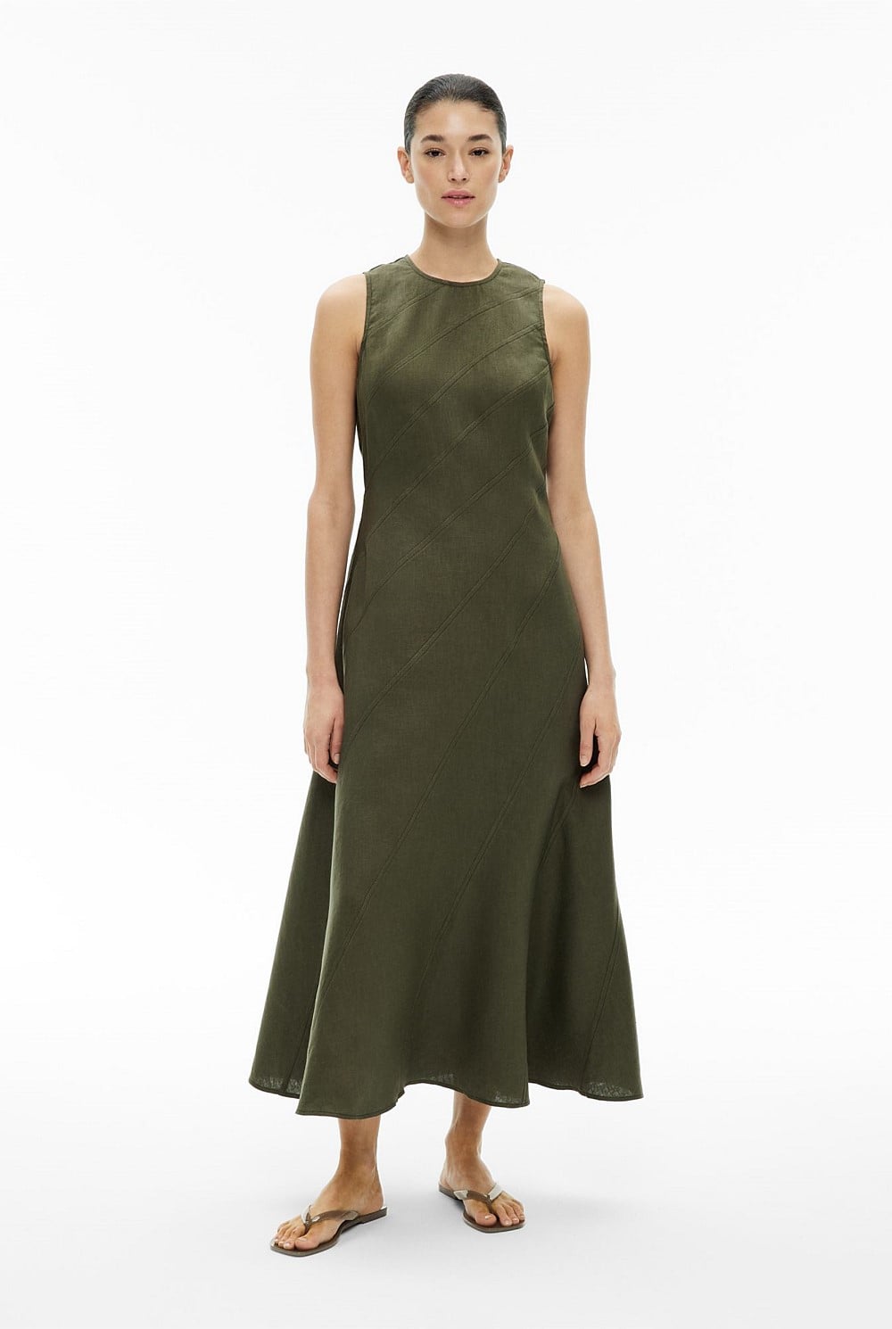 Sage Asymmetric Seam Linen Dress - Women's A Line Dresses | Witchery Sage Asymmetric Seam Linen Dress - Women's A Line Dresses | Witchery