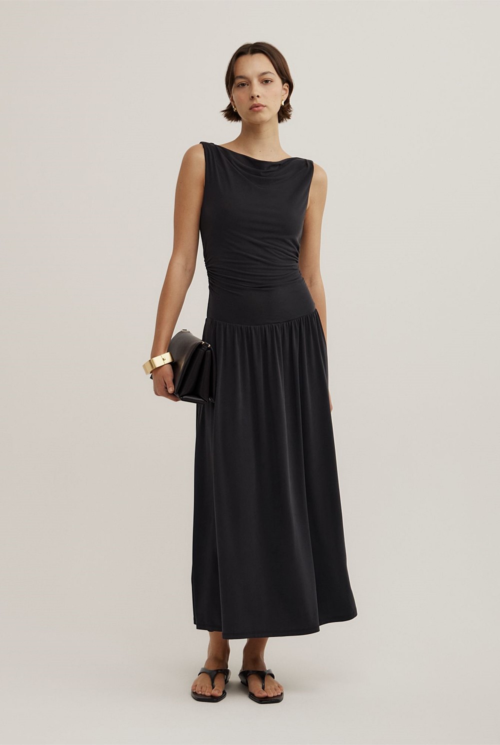 sachin and babi light blue dress Black Draped Boat Neck Dress - Women's Evening & Cocktail Dresses