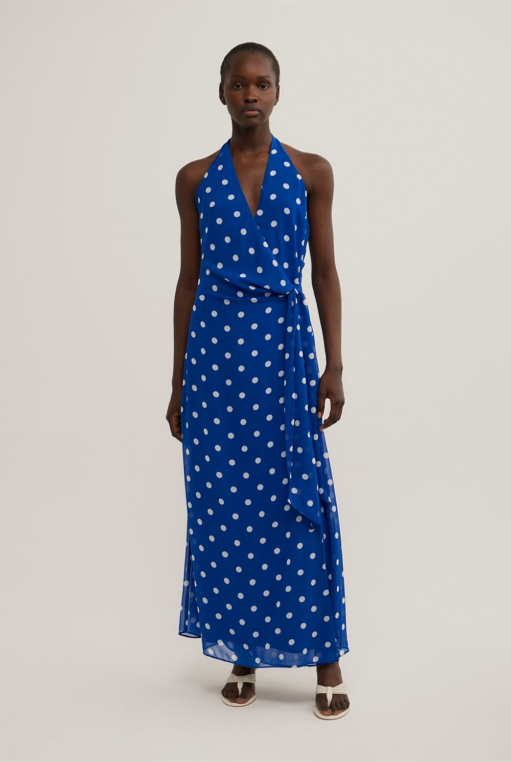 Cobalt Spot Wrap Halter Dress - Women's Evening & Cocktail Dresses | Witchery Cobalt Spot Wrap Halter Dress - Women's Evening & Cocktail Dresses | Witchery