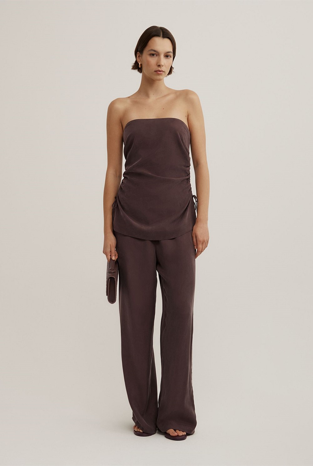Espresso Pull On Cupro Pants - Women's Dress Pants | Witchery