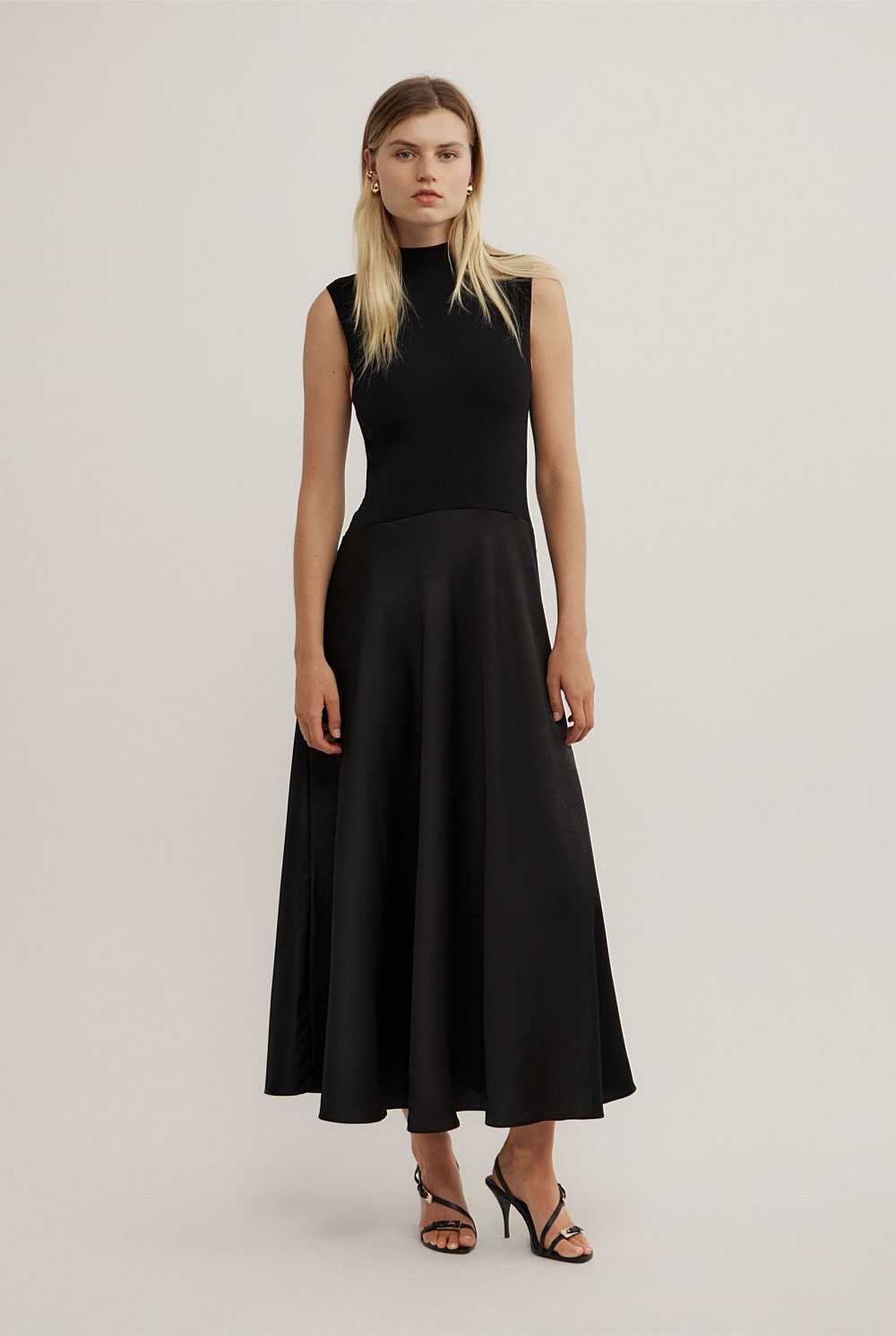 Black Hybrid Knit Dress - Women's Black Dresses | Witchery