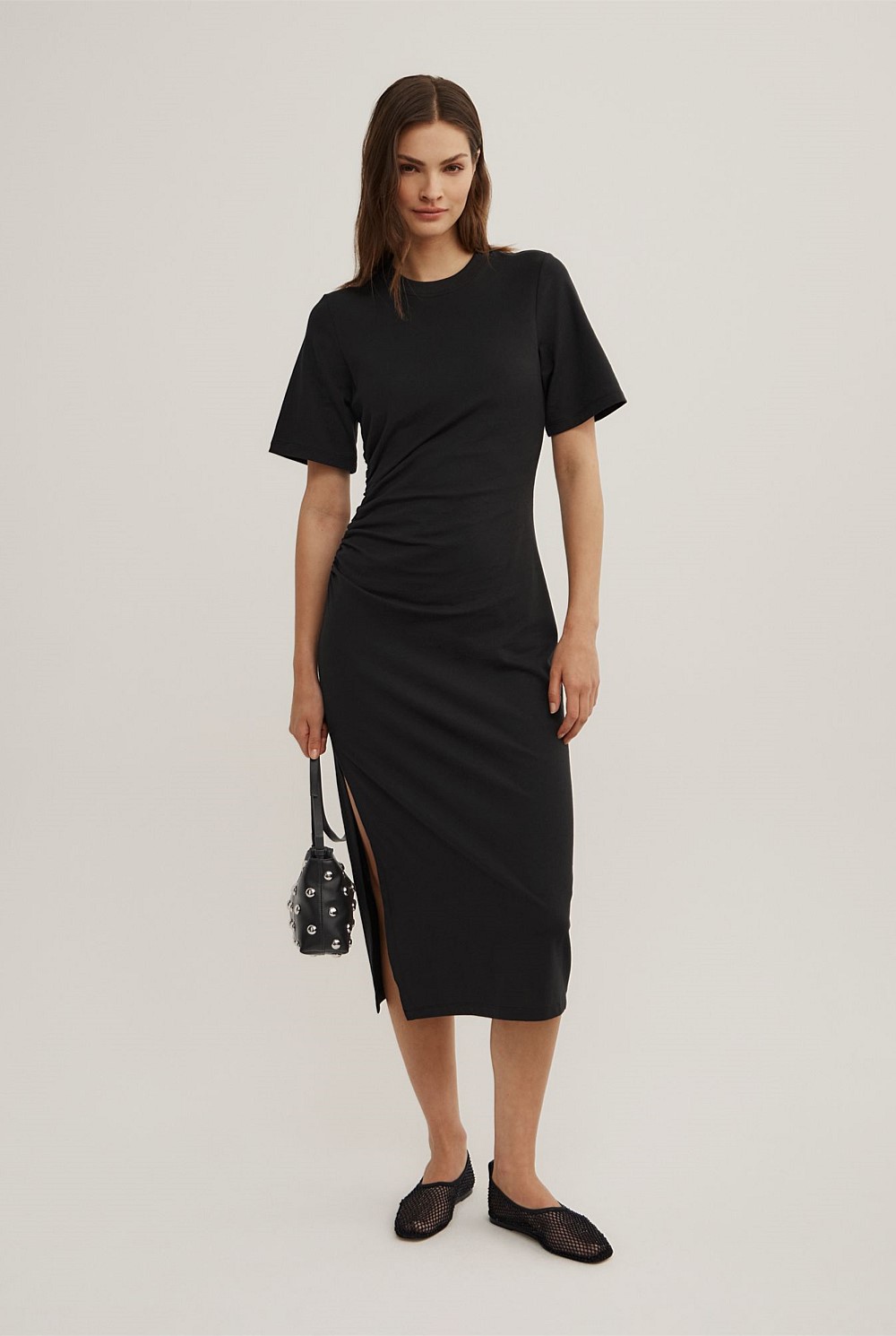 Black Gather T-Shirt Dress - Women's Black Dresses | Witchery