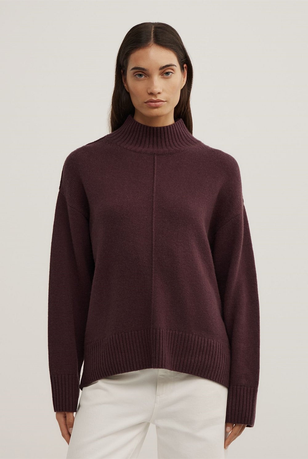 Aubergine High Neck Knit - Women's Sweaters | Witchery
