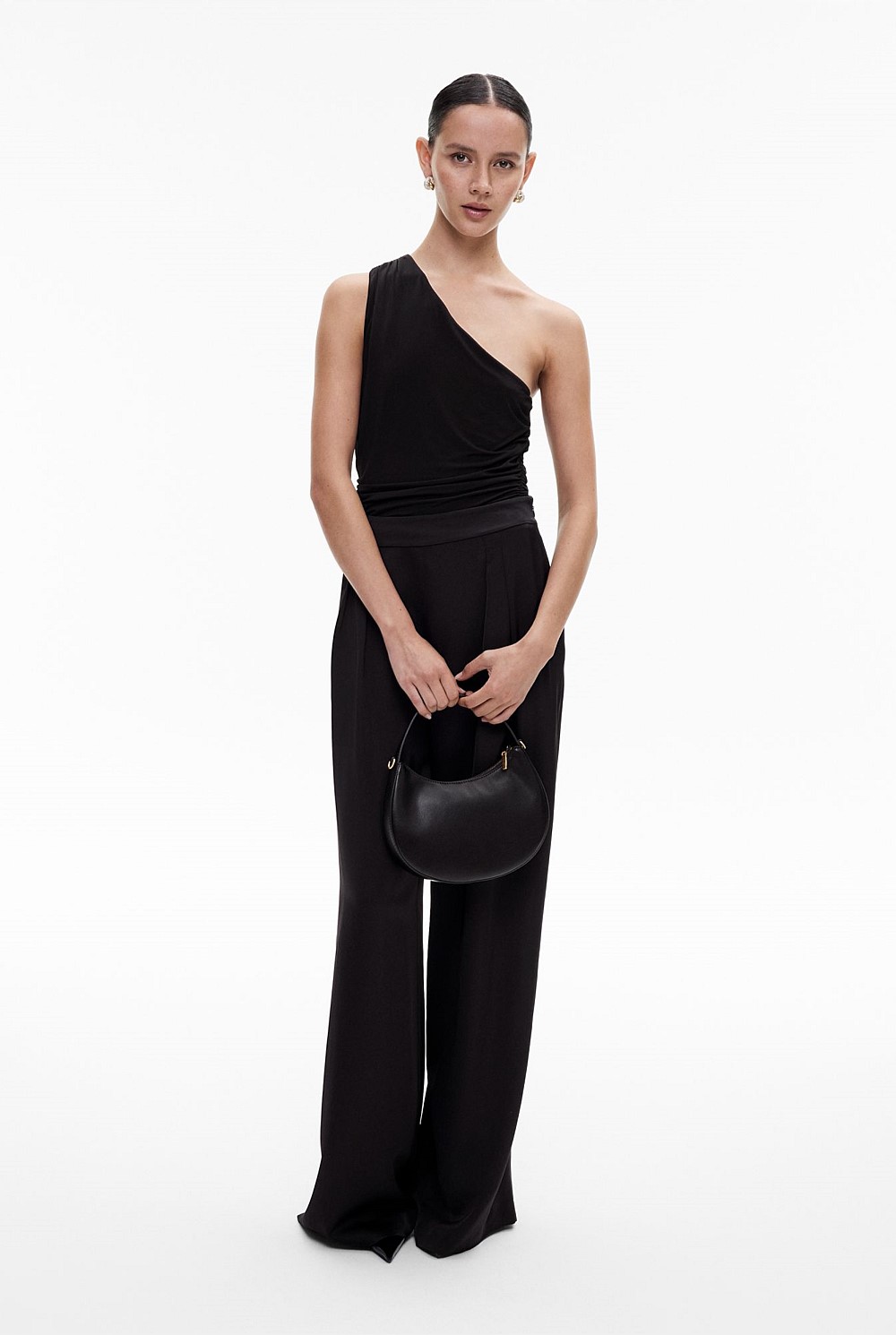 Black Asymmetric Drape Tank - Women's Evening Tops | Witchery