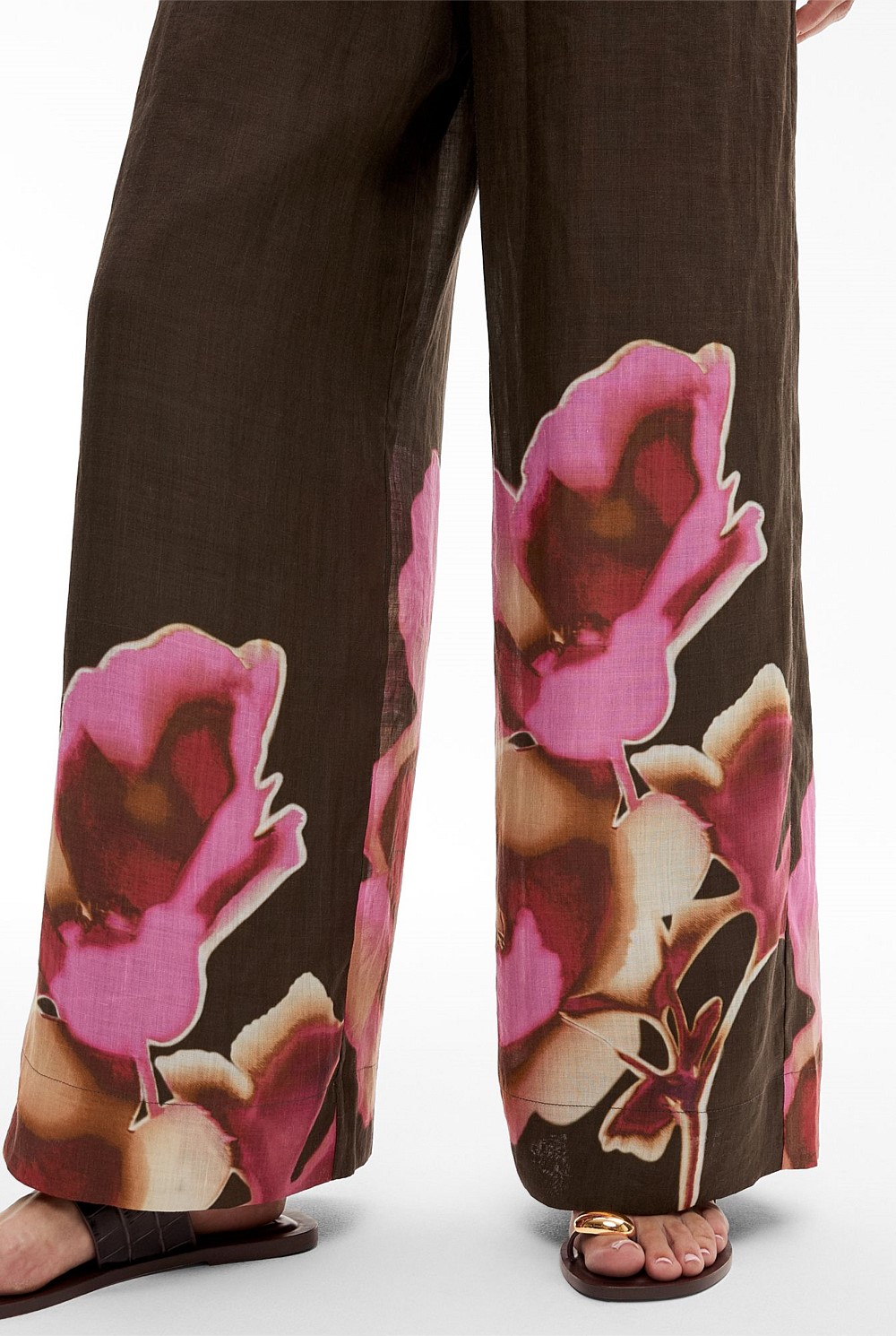 【BAON】Wortz string velvet flower pants Eggplant Gauze Pants V-8 ~ Boho Festival Pants, Wide Leg