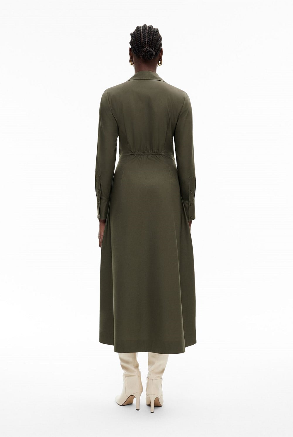 Olive Hook And Eye Dress - Women's Long Sleeve Dresses | Witchery