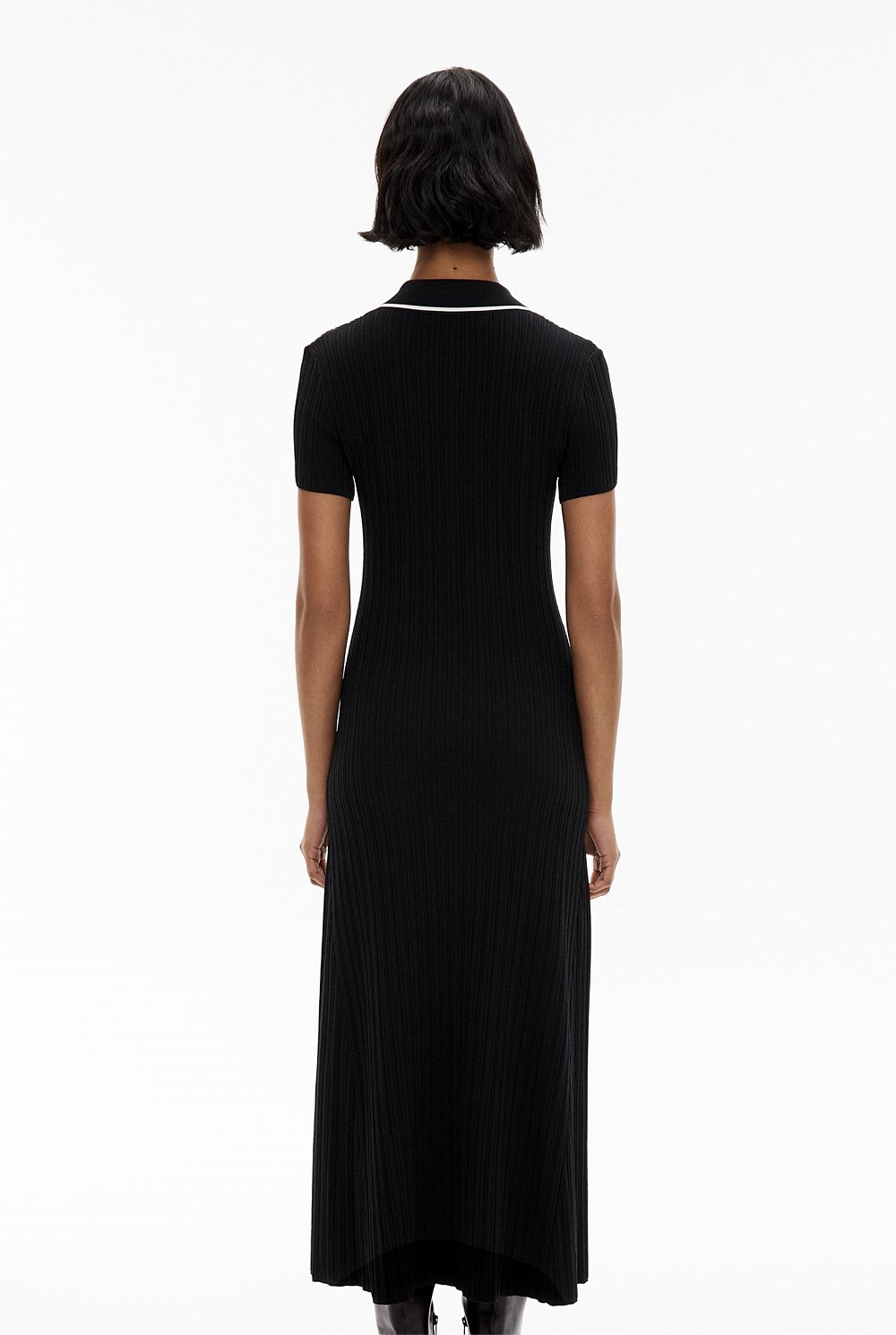 Black Polo Rib Knit Dress - Women's Casual Dresses | Witchery