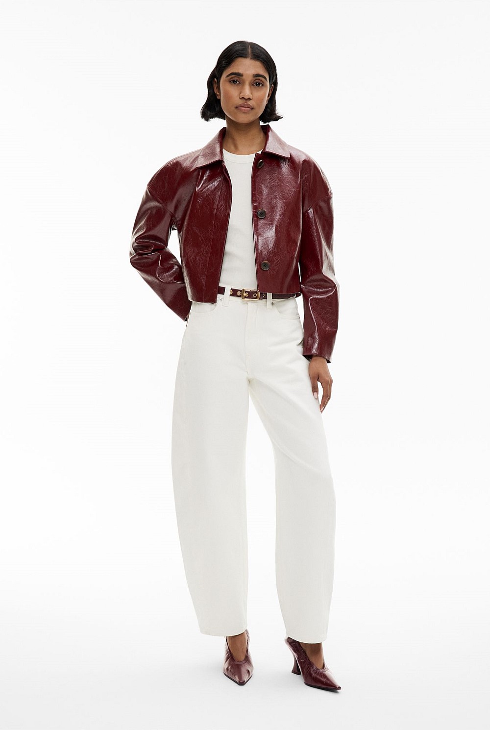 Bordeaux Tailored Crop Jacket - Women's Jackets | Witchery