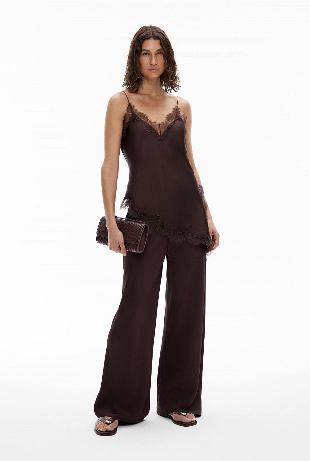Espresso Asymmetrical Lace Camisole - Women's Camisoles | Witchery