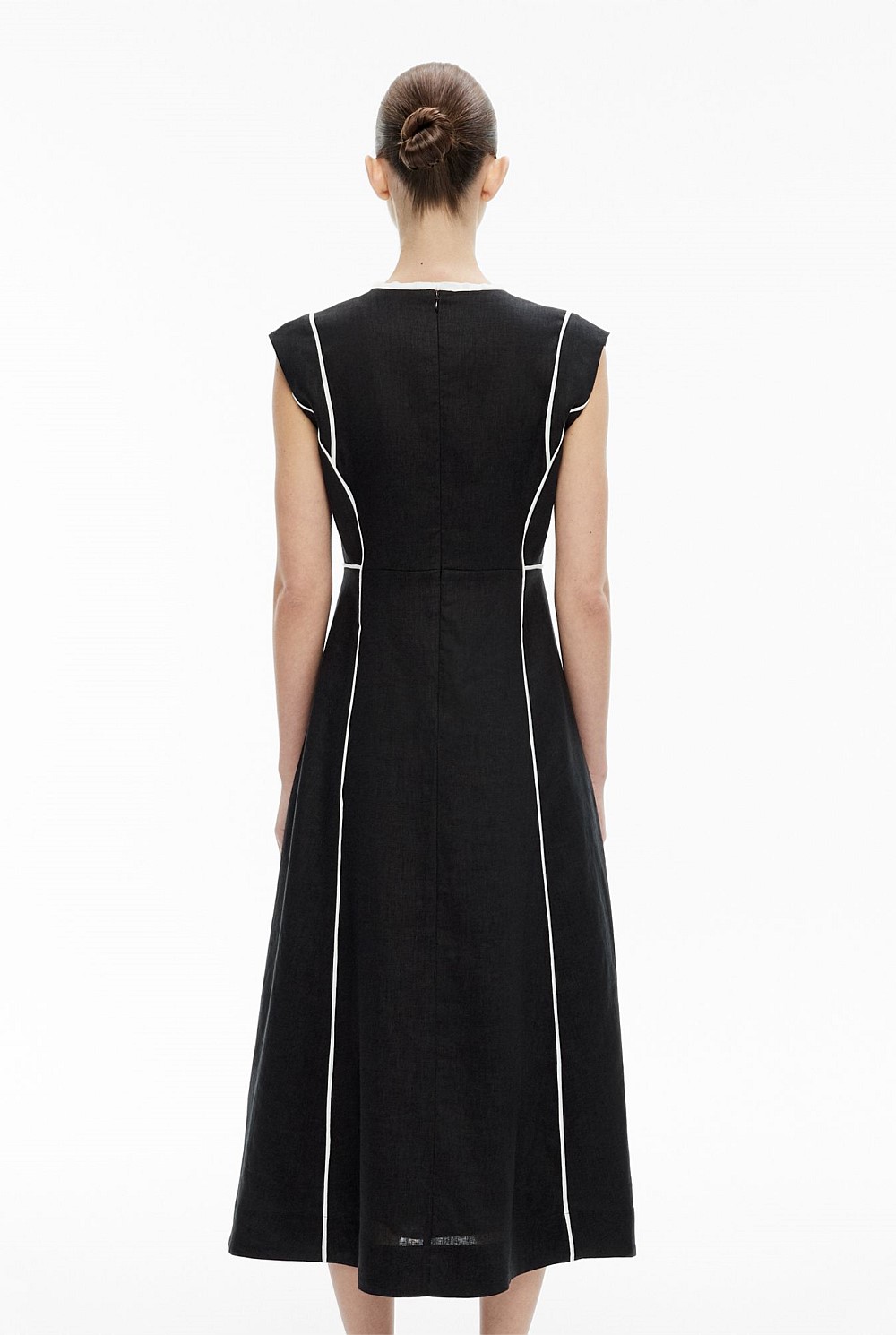 Black Piped Midi Dress - Women's A Line Dresses | Witchery