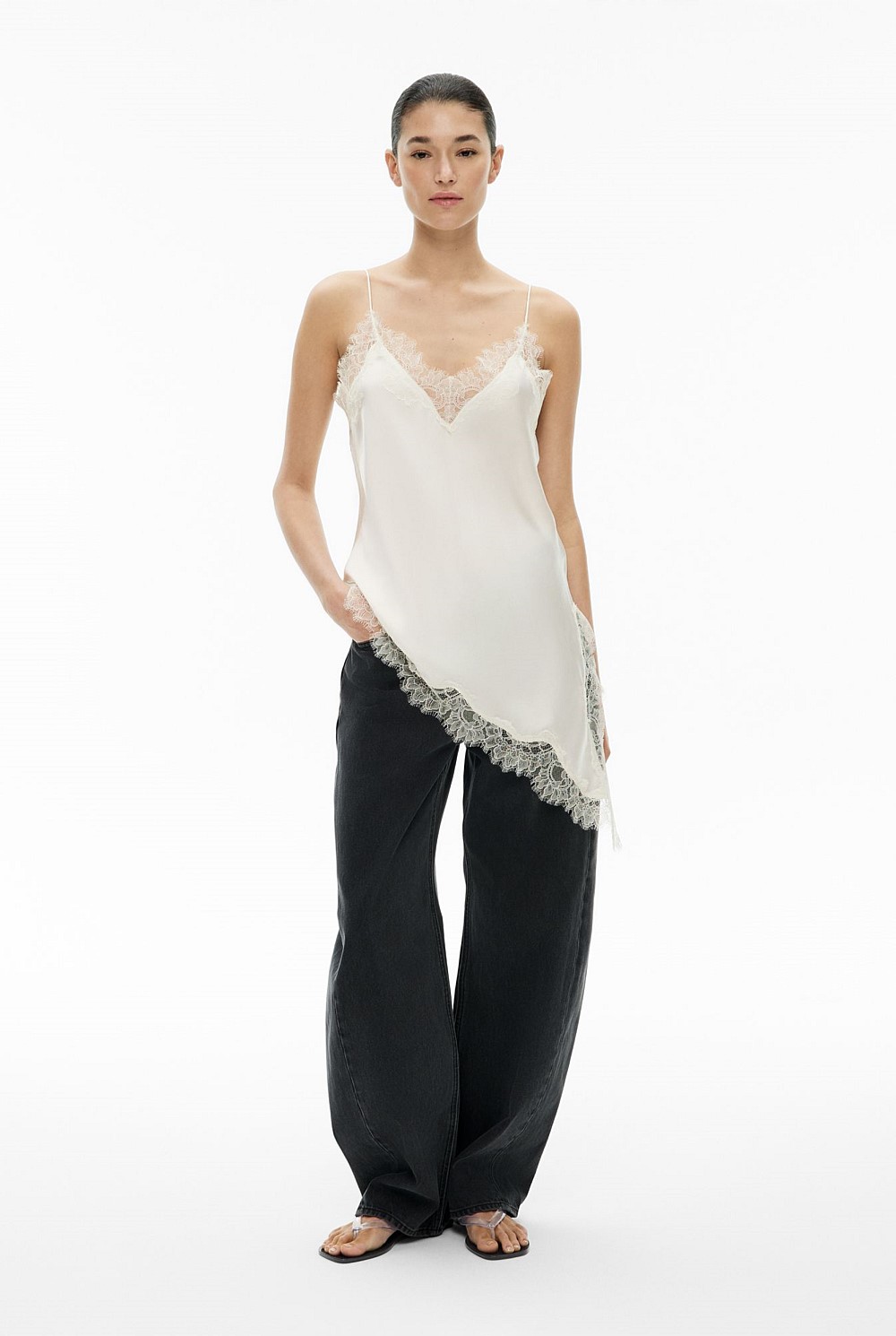 Chalk Asymmetrical Lace Camisole - Women's Camisoles | Witchery