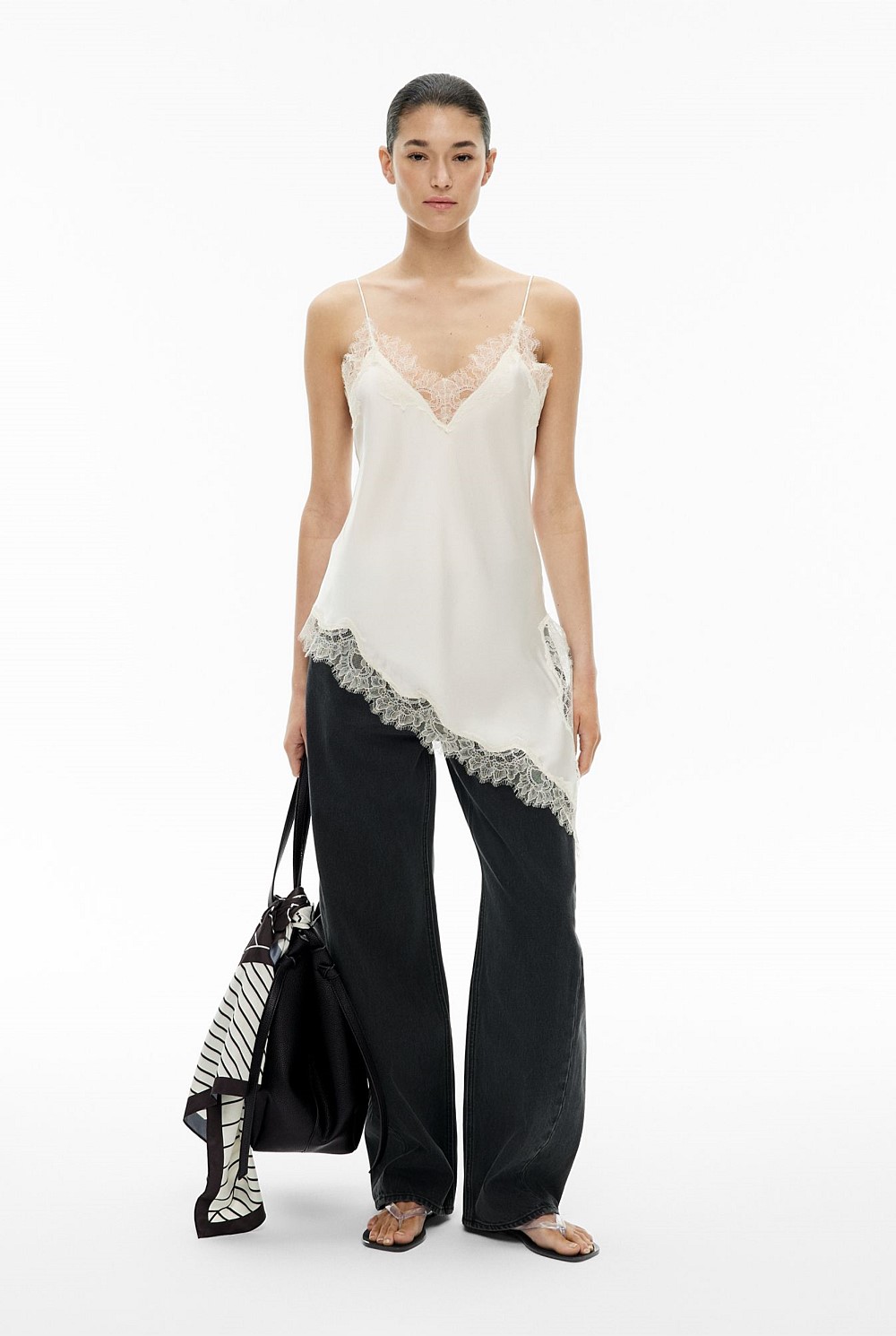 Chalk Asymmetrical Lace Camisole - Women's Camisoles | Witchery